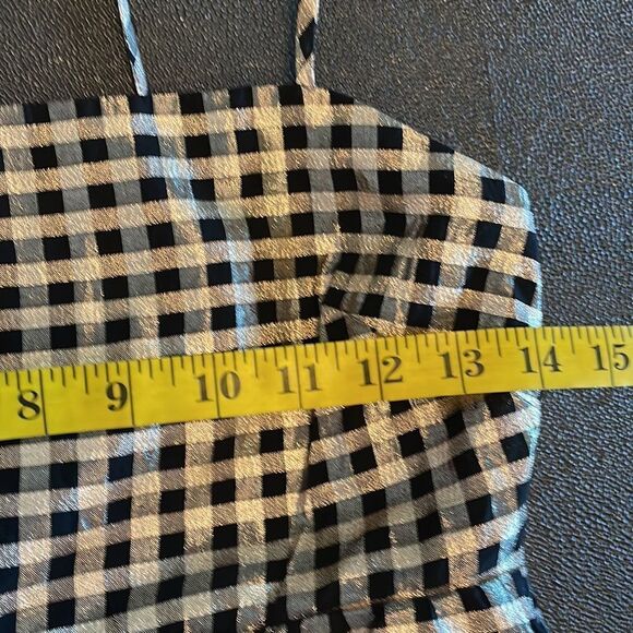 J.Crew Factory gingham Lurex tiered gold/black dress size 0 - Picture 10 of 12